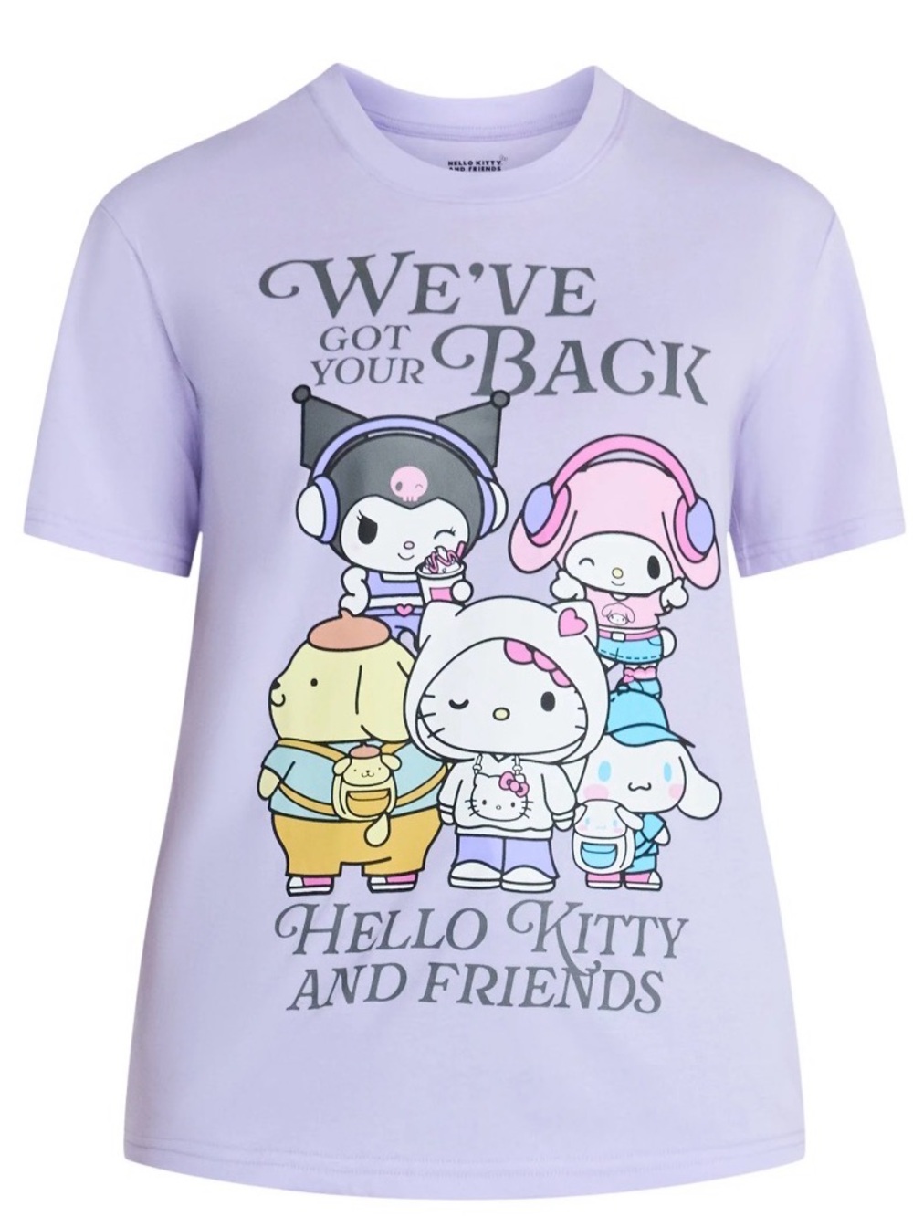 NWT Sanrio Lilac Short Sleeve Tee with Pastel Character Graphic🖤💜